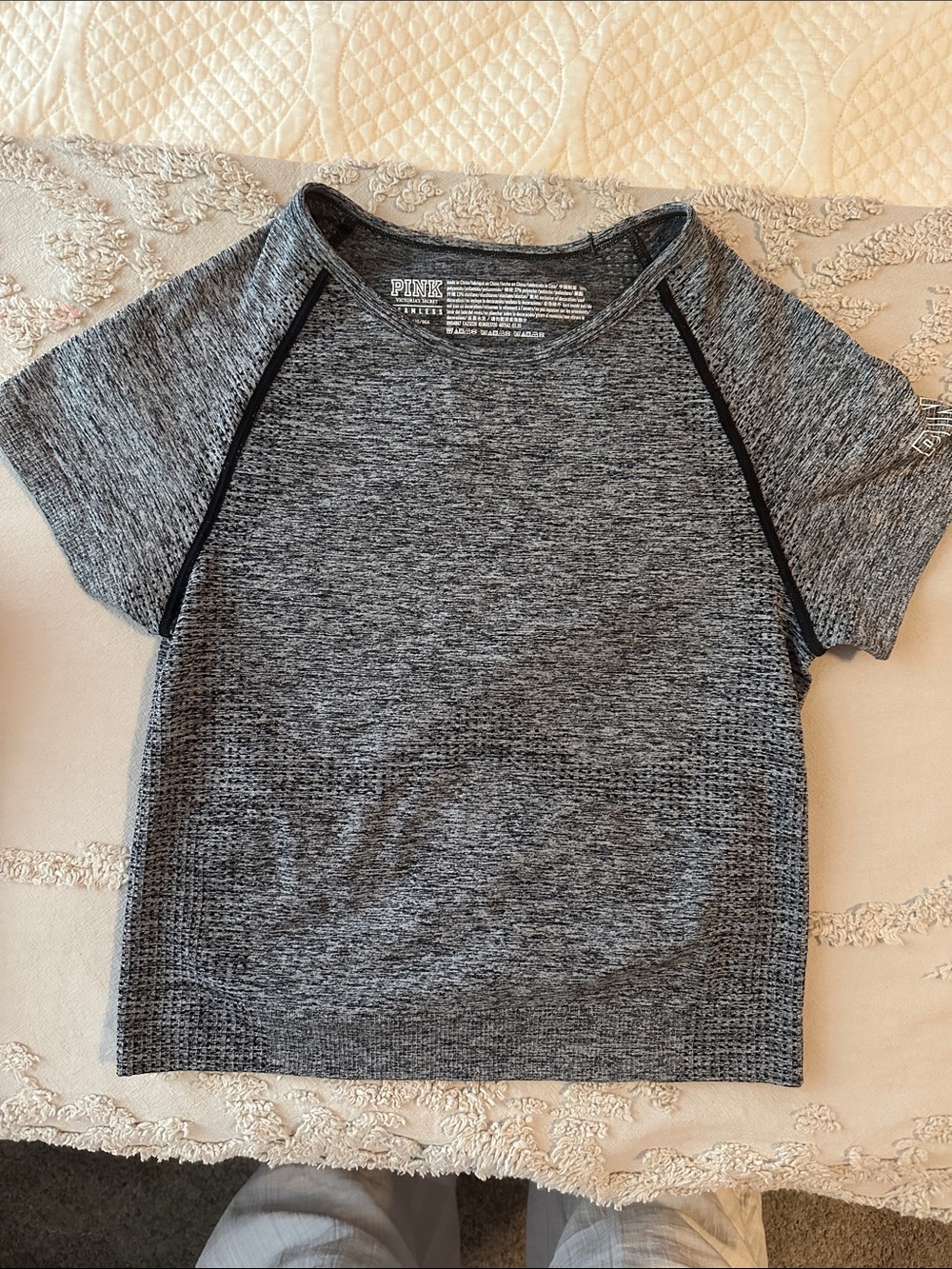 PINK Victoria's Secret Heather Gray Short Sleeve Performance Tee